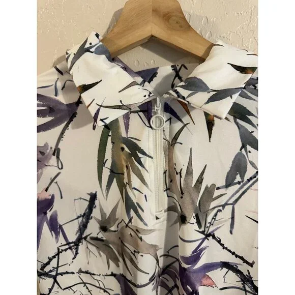 Y Jack Smith White Birds of Paradise Buttery Soft Short Sleeved Golf Polo Shirt - Picture 7 of 10